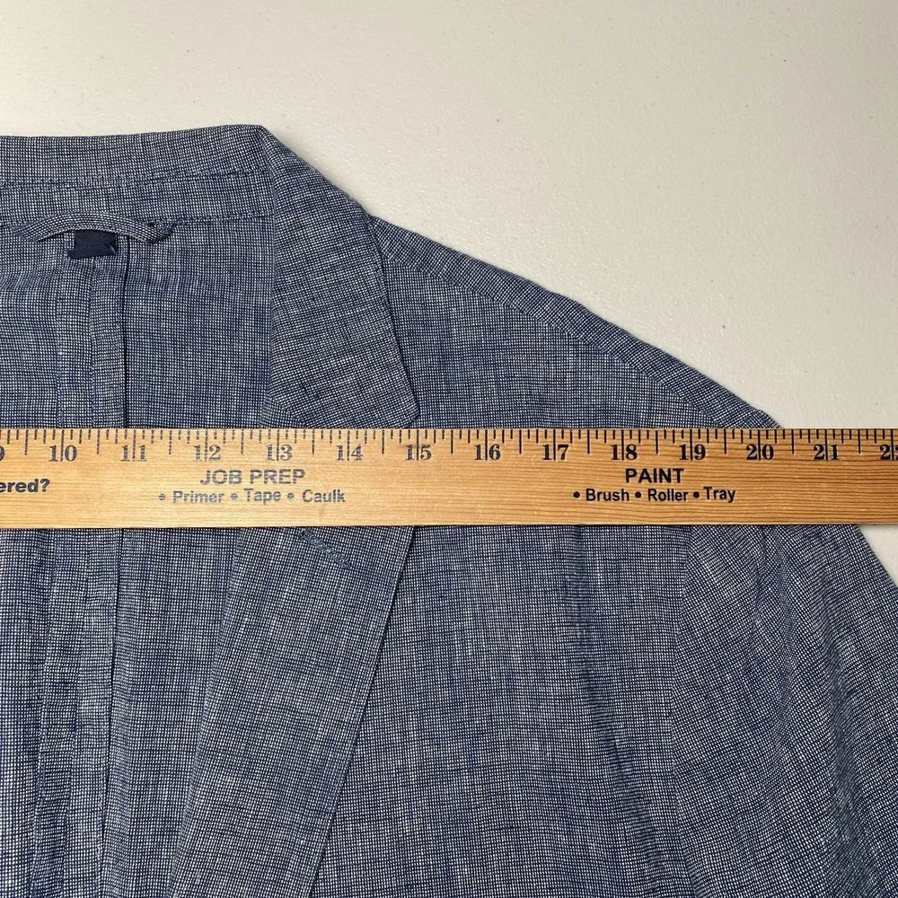 J Crew Blazer Sport Coat XL (46R) Unstructured 2B2V Linen Cotton Blue Chambray